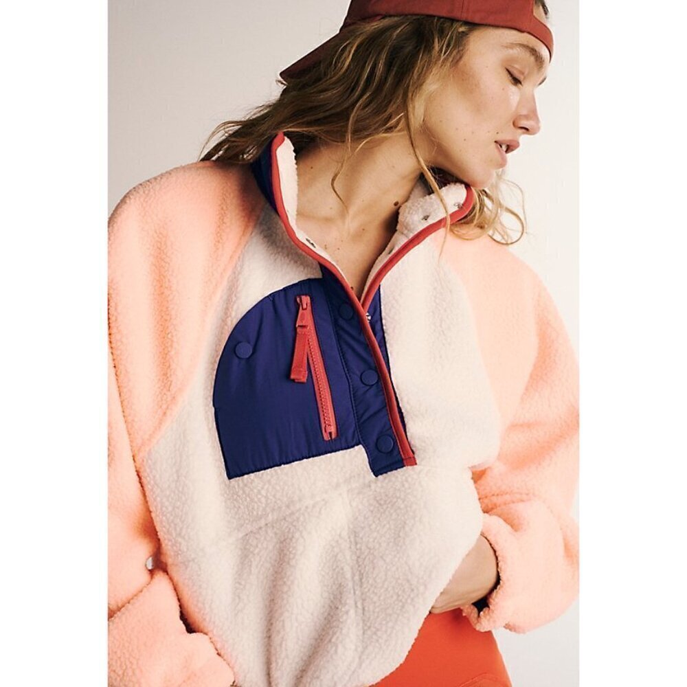 FREE PEOPLE Hit The Slopes Colorblock Pullover Sport Canvas Combo Size Large NWT - Picture 11 of 14